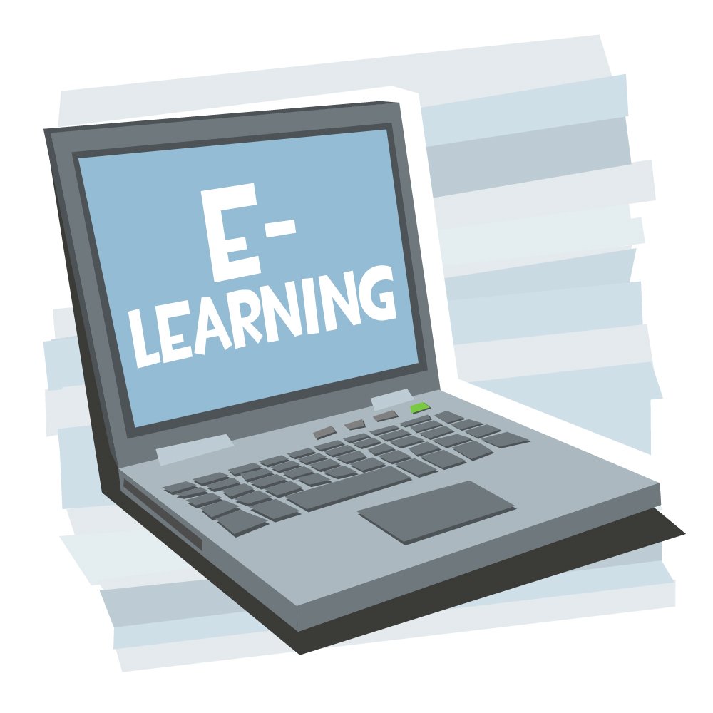 E-learning on a laptop computer